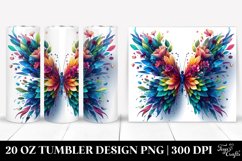 Vibrant Butterfly, Plant Leaves, 3D Flowers. 20 oz Tumbler Product Image 1