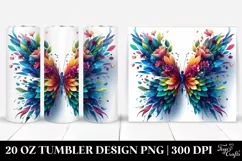 Vibrant Butterfly, Plant Leaves, 3D Flowers. 20 oz Tumbler Product Image 1