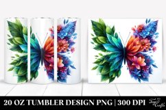 Vibrant Butterfly, Plant Leaves, 3D Flowers. 20 oz Tumbler Product Image 1