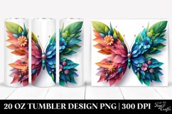 Vibrant Butterfly, Plant Leaves, 3D Flowers. 20 oz Tumbler Product Image 1