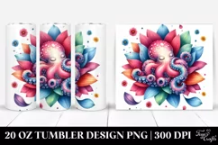 Colorful Octopus Sleeping in a Flower | 20 oz Tumbler Product Image 1