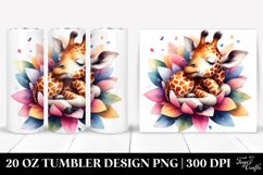 Colorful Giraffe Sleeping in a Flower | 20 oz Tumbler Product Image 1
