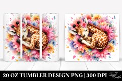 Colorful Giraffe Sleeping in a Flower | 20 oz Tumbler Product Image 1