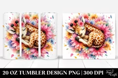 Colorful Giraffe Sleeping in a Flower | 20 oz Tumbler Product Image 1