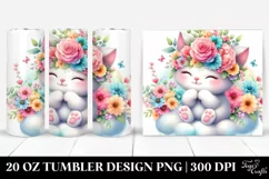 Cartoon-Style Kitten on Cloud, High-Res 20 Oz Tumbler Product Image 1