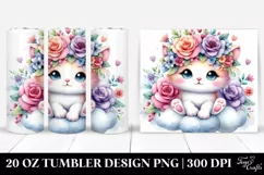 Cartoon-Style Kitten on Cloud, High-Res 20 Oz Tumbler Product Image 1
