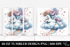 Cute Baby Unicorn Tumbling in Spring Petals | 20 Oz Tumbler Product Image 1