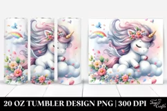 Cute Baby Unicorn Tumbling in Spring Petals | 20 Oz Tumbler Product Image 1