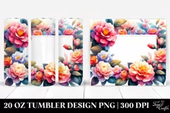 Colorful Watercolor Frame with Camellia | 20 Oz Tumbler Product Image 1