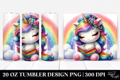 Cute Baby Unicorn Reading Tumbler Product Image 1