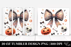 Retro Halloween Glittery Bow Tumbler Product Image 1