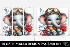 Smiling Baby Elephant in Aviator Suit | 20 Oz Tumbler Product Image 1