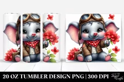 Smiling Baby Elephant in Aviator Suit | 20 Oz Tumbler Product Image 1