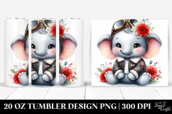 Smiling Baby Elephant in Aviator Suit | 20 Oz Tumbler Product Image 1