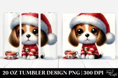 Cute Beagle with Santa Hat, Watercolor 20 Oz Tumbler Product Image 1