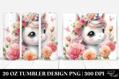 Baby Unicorn with Carnation Frame | 20 oz Tumbler Product Image 1