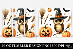 Owl Haloween Clipart, Digital 20 Oz Tumbler Product Image 1