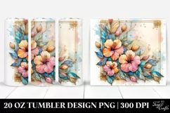 Pastel Hibiscus Design, High-Res 20 Oz Tumbler Product Image 1