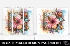 Abstract Hibiscus Stained 20 Oz Tumbler Product Image 1