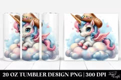 Cute Baby Unicorn with Cowboy Hat Cloud from | 20 oz Product Image 1