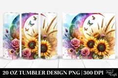 Colorful Half Moon with Sunflowers | 20 oz Tumbler Product Image 1