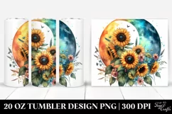 Colorful Half Moon with Sunflowers | 20 oz Tumbler Product Image 1