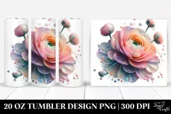 Shiny Ranunculus with Clipart 20 Oz Tumbler Product Image 1