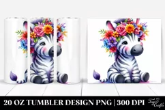 Cute Zebra Flower Crown | 20 oz Tumbler Product Image 1