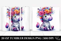 Cute Zebra Flower Crown | 20 oz Tumbler Product Image 1