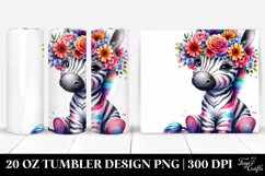 Cute Zebra Flower Crown | 20 oz Tumbler Product Image 1
