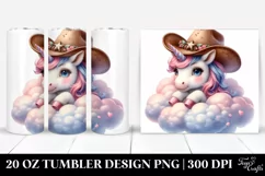 Cute Baby Unicorn with Cowboy Hat Cloud from | 20 oz Product Image 1