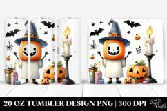 Watercolor Style Simple Funny Halloween Clipart with Candle, Product Image 1