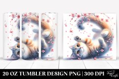 Cat with Spring Petals Tumbling | 20 Oz Tumbler Product Image 1