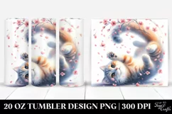 Cat with Spring Petals Tumbling | 20 Oz Tumbler Product Image 1