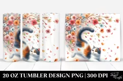 Cat with Spring Petals Tumbling | 20 Oz Tumbler Product Image 1