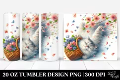 Cat with Spring Petals Tumbling | 20 Oz Tumbler Product Image 1