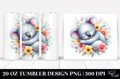 Colorful Koala Sleeping in a Flower | 20 Oz Tumbler Product Image 1