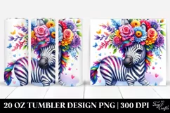 Cute Zebra with Flower Crown, Transparent 20 Oz Tumbler Product Image 1