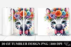 Cute Zebra with Flower Crown, Transparent 20 Oz Tumbler Product Image 1