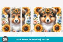 Watercolor Baby Collie with Sunflower | 20 oz Tumbler Product Image 1