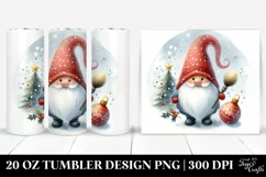 Simple Christmas Gnome Watercolor | 20 oz Tumbler Product Image 1