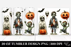 Zombie Haloween Clipart, Digital 20 Oz Tumbler Product Image 1