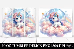cute Baby Unicorn in Lofty Cloud | 20 Oz Tumbler Product Image 1