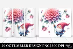 Floating Gnome with Large Dahlia | 20 Oz Tumbler Product Image 1