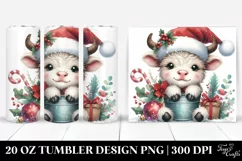 Whimsical Highland Cow with Santa Hat 20 Oz Tumbler Product Image 1