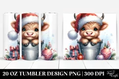 Whimsical Highland Cow with Santa Hat 20 Oz Tumbler Product Image 1