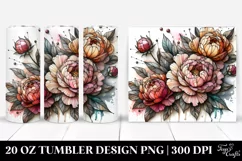Stained Wooden Peonies | 20 Oz Tumbler Product Image 1