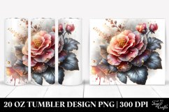 20 Oz Tumbler Sublimation | Shiny Golden Watercolor Begonia Product Image 1