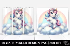 Dancing Unicorn in Pastel Clouds | 20 Oz Tumbler Product Image 1