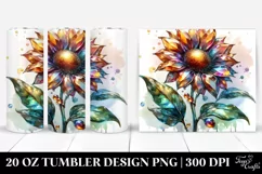 20 Oz Tumbler Sublimation | -like Sunflower Watercolor Product Image 1
